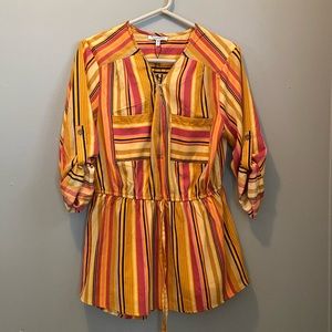 Women’s Mileage Striped Blouse Top, Bright Multi Colored Size Medium